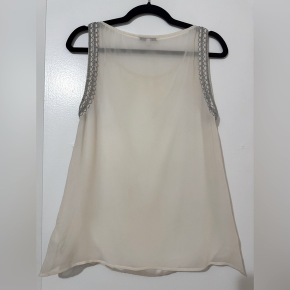 REBECCA MINKOFF Women's Chalk Beaded Trim Mahesh Top - Sz Small - Picture 2 of 4
